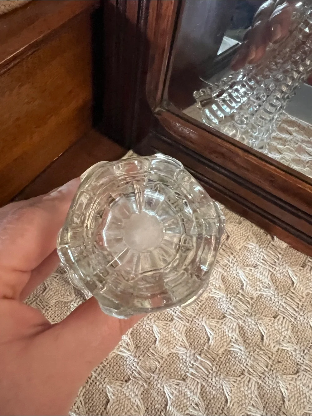 INDIANA GLASS Vintage Mayflower Pattern Bubble & Bar Textured Vase Approx 5 In.